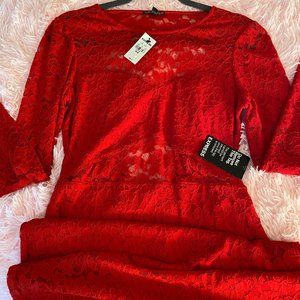 Beautiful NWT Express Red Lace Cut-Out Dress SZ M